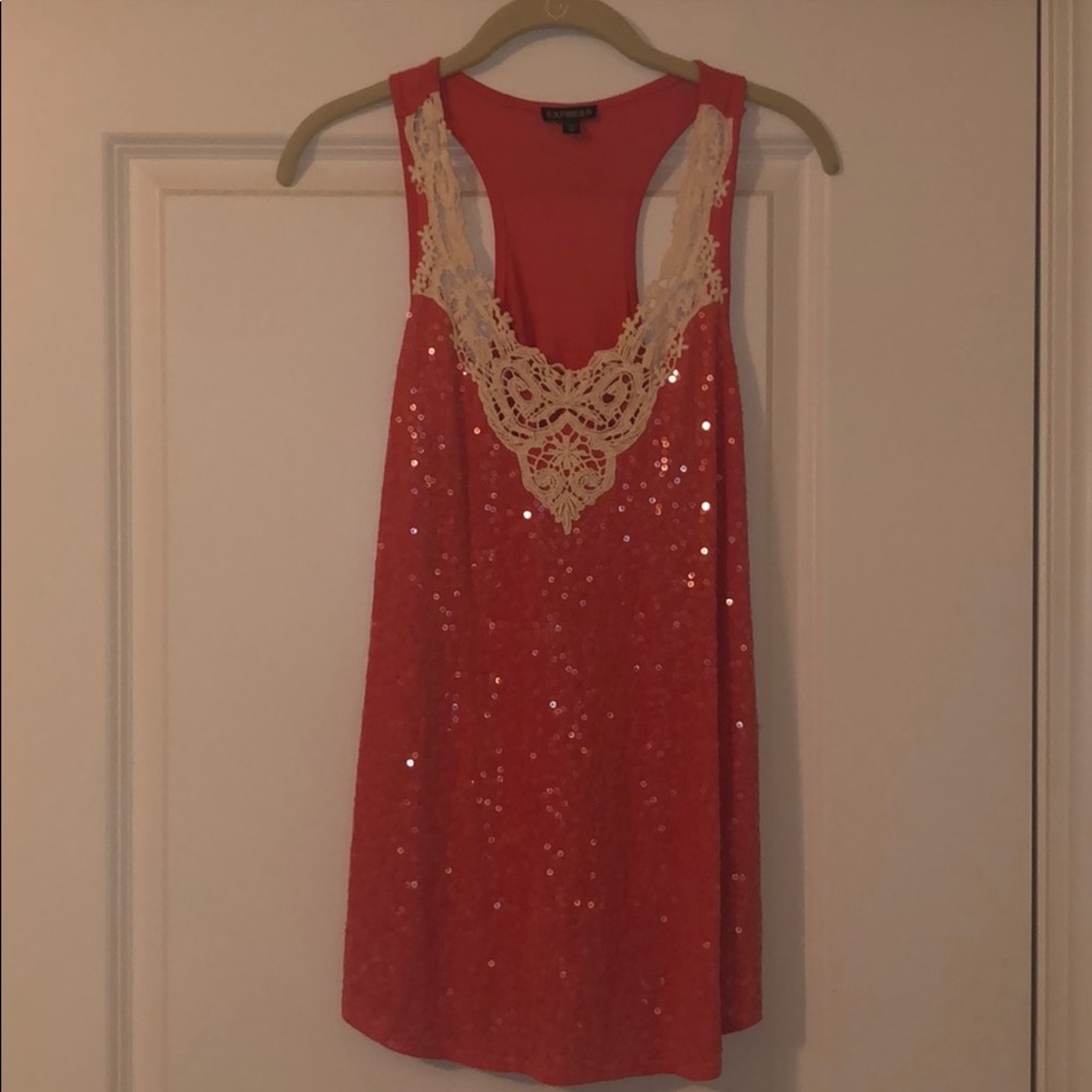 Pink sequin express tank